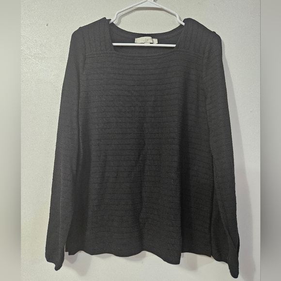 Loft Black Ribbed square neck sweater! - Picture 1 of 6